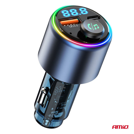 AMiO AMiO Bluetooth FM Transmitter Auto – USB - C en USB - A Snellader – Handsfree Bellen – 12V/24V – Draadloze Muziekstreaming AMiO 7