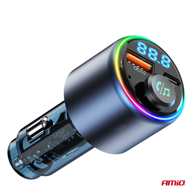 AMiO AMiO Bluetooth FM Transmitter Auto – USB - C en USB - A Snellader – Handsfree Bellen – 12V/24V – Draadloze Muziekstreaming AMiO 2