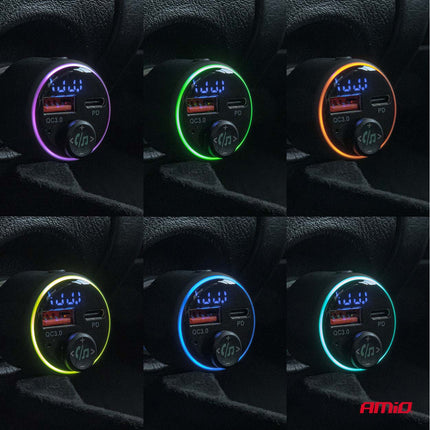 AMiO AMiO Bluetooth FM Transmitter Auto – USB - C en USB - A Snellader – Handsfree Bellen – 12V/24V – Draadloze Muziekstreaming AMiO 9