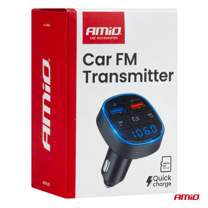 AMiO AMiO Car FM Transmitter – 2×USB - A – 12V/24V – Bluetooth – Handsfree Bellen en Muziek Afspelen AMiO 12