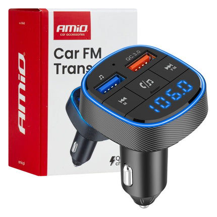 AMiO AMiO Car FM Transmitter – 2×USB - A – 12V/24V – Bluetooth – Handsfree Bellen en Muziek Afspelen AMiO 1