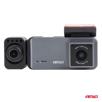 AMiO AMiO Dashcam 4K + 2K + 1K WLAN – Triple Camera Auto Camera UHD WiFi 512GB Ondersteuning – Voor, Achter en Interieur Opname 3.39” Display G Sensor Parking Mode AMiO 5