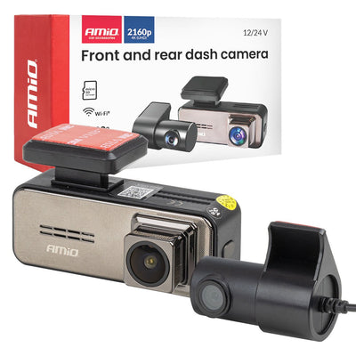AMiO Dashcam Voor en Achter 4K + 2K WLAN – UHD Dual Camera 3840x2160 2560x1440 WiFi – 512GB Ondersteuning – 3.2” Display G Sensor Parking Mode