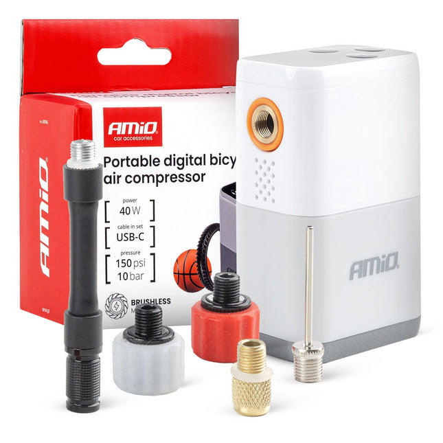 AMiO AMiO Draagbare Digitale Fietscompressor 40W USB-C Oplaadbaar - Mini Compressor Fietsband Oppompen tot 150 PSI AMiO 1