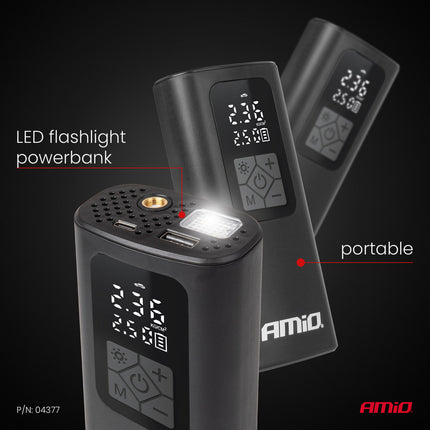 AMiO AMiO Draagbare Luchtcompressor USB - C 40W LED Display - Draadloze Bandenpomp voor Auto Motor Fiets en Ballen 10 Bar AMiO 3
