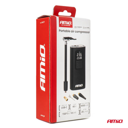 AMiO AMiO Draagbare Luchtcompressor USB - C 40W LED Display - Draadloze Bandenpomp voor Auto Motor Fiets en Ballen 10 Bar AMiO 13