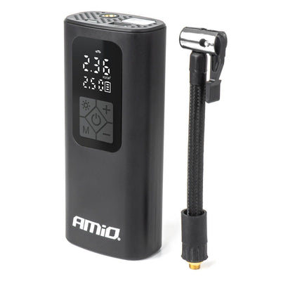 AMiO Draagbare Luchtcompressor USB-C 40W LED Display - Draadloze Bandenpomp voor Auto Motor Fiets en Ballen 10 Bar
