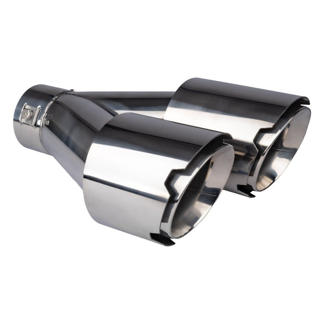 AMiO AMiO Dubbele Uitlaat Sierstuk Chrome RVS 32 - 52mm - Asymmetrische Sport Uitlaat Tip Met Klem Montage AMiO 1