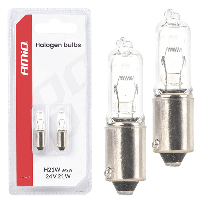 AMiO AMiO Halogeenlamp H21W 24V 21W BAY9S – Set van 2 – Voor Vrachtwagens, Bussen en Werkmachines AMiO 1