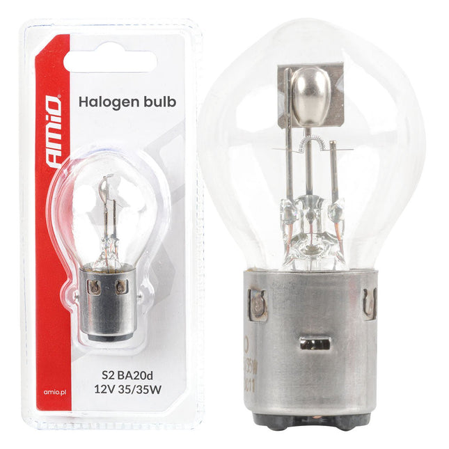 AMiO AMiO Halogeenlamp S2 12V 35/35W BA20d Voor Scooter en Motor Koplamp (1 stuk) AMiO 1