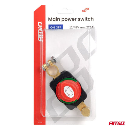 AMiO AMiO Hoofd Stroomschakelaar 12V - 48V 275A – Battery Disconnect Switch Top Post – Auto Accu Hoofdschakelaar Anti Diefstal en Stroomonderbreker AMiO 5