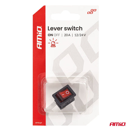 AMiO AMiO Inbouw Lever Switch 20A 12V 24V - Professionele Auto Schakelaar met Rode LED Indicatie voor 12V en 24V Voertuigen AMiO 5