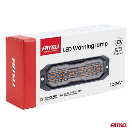 AMiO AMiO LED Waarschuwingslamp R65 R148 12V 24V 24W Oranje Wit - 3 - in - 1 Signaallamp Markeringslicht en Positielicht voor Bedrijfsvoertuigen en Machines AMiO 5