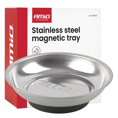 AMiO Bol magnétique en inox 110 mm, petit plateau magnétique pour vis et boulons