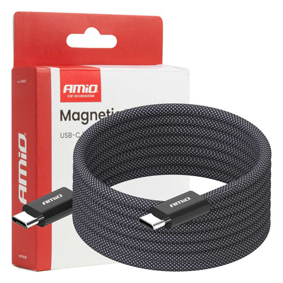 AMiO Magnetische USB-C naar USB-C Kabel 60W 2 Meter – Snelladen Oplaadsnoer en Data Kabel met Magnetische Aansluiting