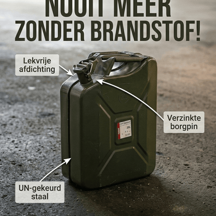 AMiO AMiO Metal Jerrycan 20L – UN-Gecertificeerde Metalen Brandstofcan Groen - Stalen Noodopslag Emergency Fuelcan Diesel Benzine AMiO 5