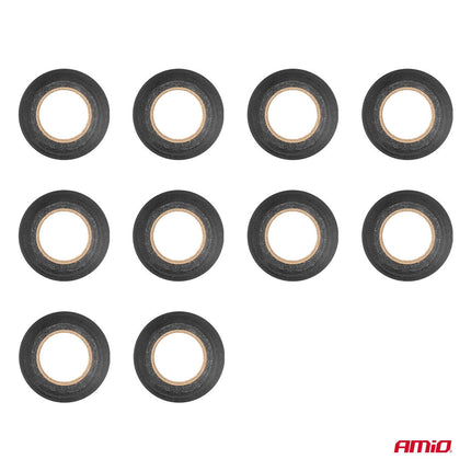 AMiO AMiO PVC Isolatietape Set 10 Stuks - Zwart 19mm x 10m x 0.13mm AMiO 7