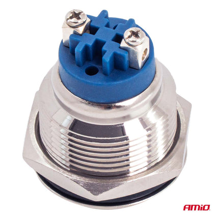 AMiO AMiO Ronde RVS Schakelaar 19mm ON/OFF 5A 12V 230V - Duurzame Auto en Elektronica Schakelaar voor Paneelinstallatie AMiO 4