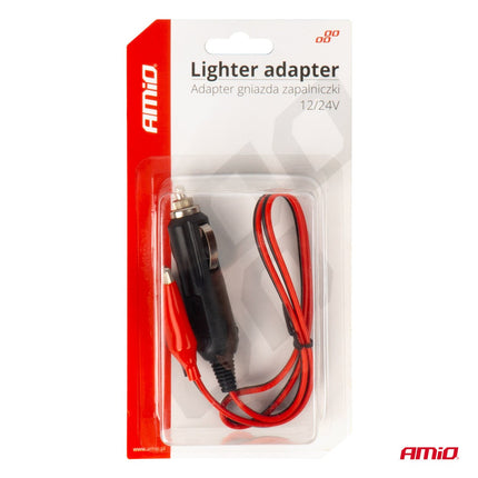 AMiO AMiO Sigarettenaansteker Adapter met Krokodillenklemmen 12V/24V - 60cm Kabel voor Auto en Truck AMiO 3