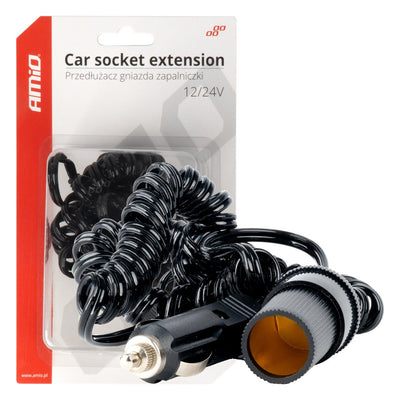 AMiO Sigarettenaansteker Verlengkabel 12V/24V - 300cm Auto Stopcontact Extender