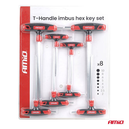 AMiO AMiO T-Greep Inbussleutel Set 8-delig CR-V Haakse Inbussleutels 2-10mm Imbus Hey Key AMiO 6