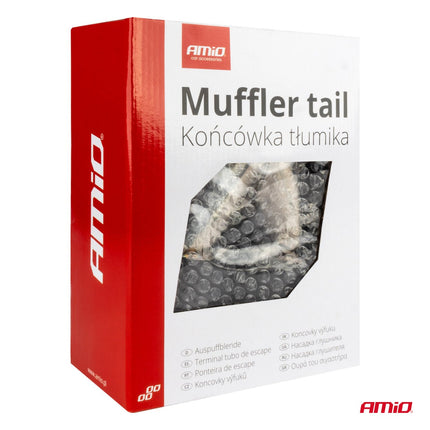 AMiO AMiO Universele Dubbele Uitlaat Sierstuk Zwart RVS 32 - 52mm - Sport Uitlaat Tip Met Klem Montage AMiO 6