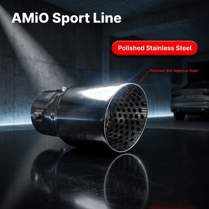 AMiO AMiO Universele Uitlaat Sierstuk Demper Tip RVS Koppelstuk 89Mm Chrome - Universele Auto Uitlaat Sportieve Styling Accessoire AMiO 2