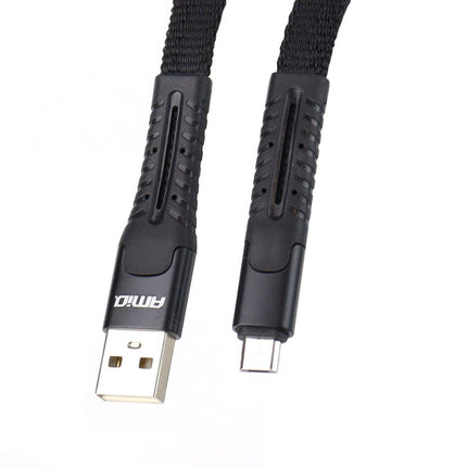 AMiO AMiO USB naar Micro USB Krulsnoer 1.2m – UC - 12 Zwarte Spiraalkabel Oplaadkabel Auto Compact en Flexibel AMiO 2