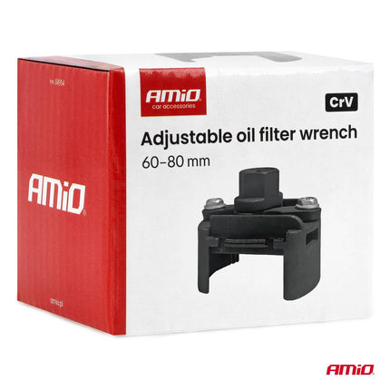 AMiO AMiO Verstelbare Oliefiltersleutel 60-80mm CrV Staal voor Auto Onderhoud AMiO 5