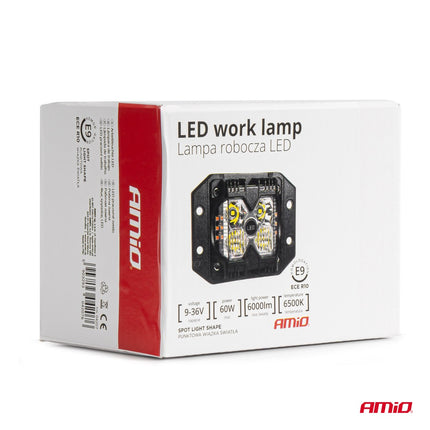 AMiO AMiO Werklamp 60W – 6000Lm 6500K Wit Oranje – Spot LED 9 - 36V IP67 Multifunctioneel AWL66 AMiO 11