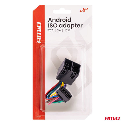 AMiO Android ISO Radio Adapter 12V 5A CCA – Universele Verloopstekker voor Autoradio en Multimedia Systeem - VCTparts.nl