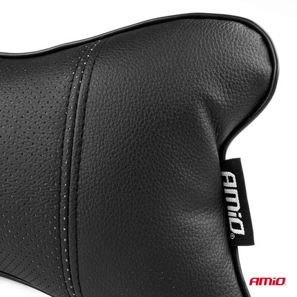 AMiO Auto Hoofdsteun Slaapkussen Zachte Neksteun Verstelbaar PVC Lederen Afwerking Universeel - VCTparts.nl