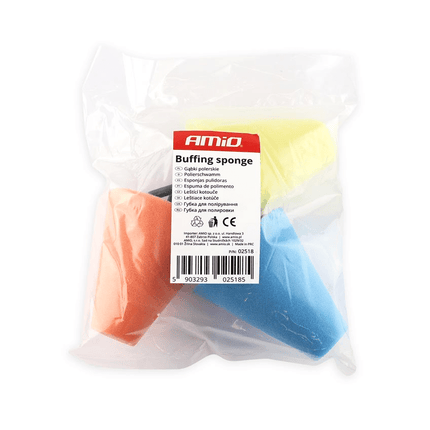 AMiO Auto Kegel Polijst Schuimborstels voor Boormachine (3 stuks) M14 (125mm) Oranje - Groen - Blauw - VCTparts.nl