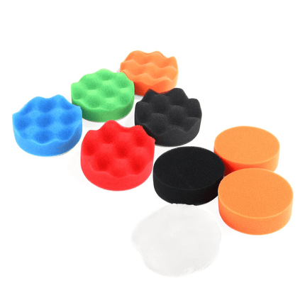 AMiO Auto Polijst Schuimborstels voor Boormachine (11 delig) M14 (80mm) Blauw - Groen - Oranje - Rood - Zwart - VCTparts.nl