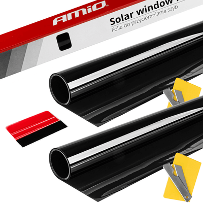 Nom de l'autor Amio Foil Tint vinyle noir 50x300cm (1%) Film de fenêtre noir 2 pièces pour la protection solaire et l'intimité avec une passe de repassage (ensemble)