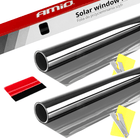 AMiO Auto Raamfolie Tint Vinyl Zwart 50x300cm (60%) zwarte Ramenfolie 2 stuks voor Zonwering en Privacy met Strijkpas (set) - VCTparts.nl