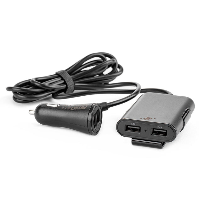 AMiO Auto USB Oplader met Verlengsnoer en 4 USB Poorten - Snelle Telefoonlader Handig Voorin en voor Kinderen Achterin op Vakantie - VCTparts.nl