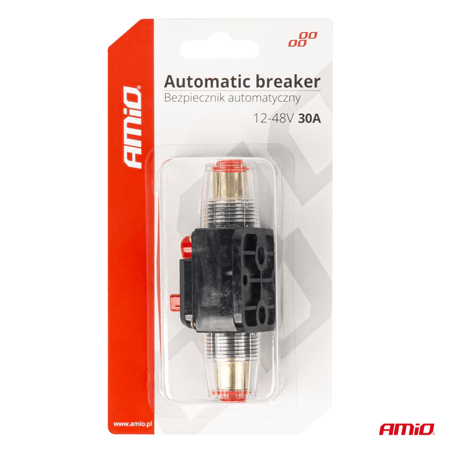 AMiO Automatische Zekering Circuit Breaker 12 - 48V 30A - Resetbare Zekering voor Auto Motor Stereo en Audio - VCTparts.nl