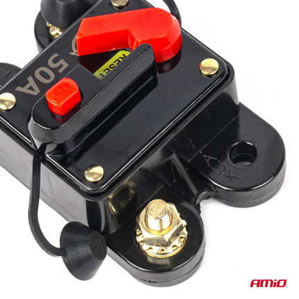 AMiO Automatische Zekering / Circuit Breaker 12-48V 50A - Resetbare Auto Zekering AMiO 3