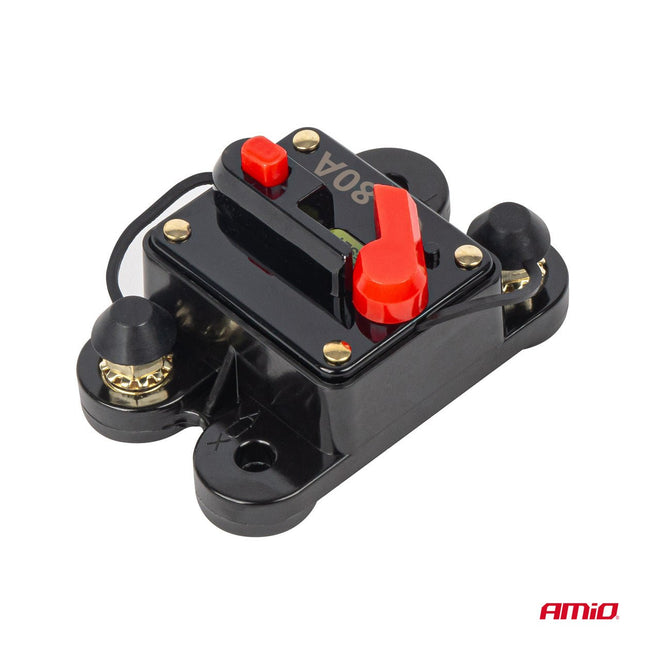 AMiO Automatische Zekering / Circuit Breaker 12-48V 80A - Resetbare Auto Zekering AMiO 2