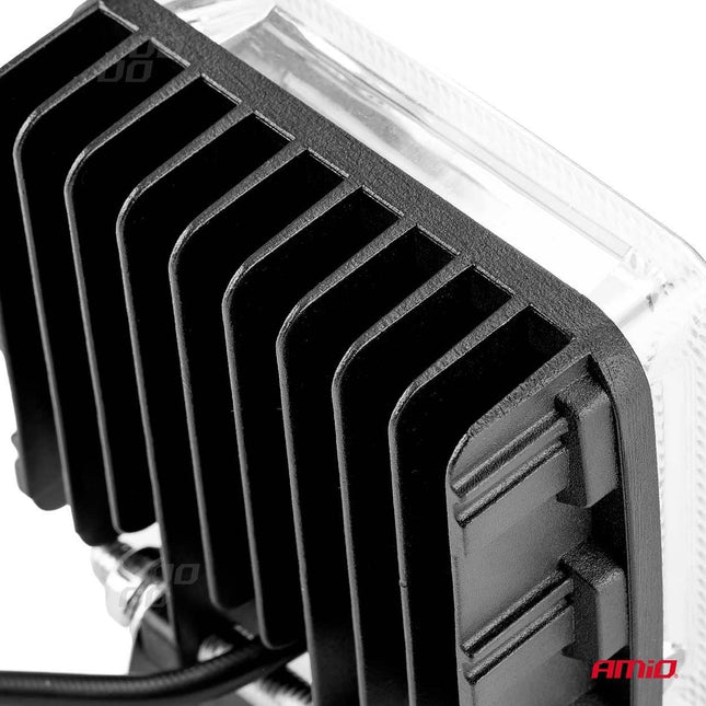 AMiO AWL13 Werklamp Verstraler Spot Vierkant 77LED 9 - 36v 6000K Wit - VCTparts.nl