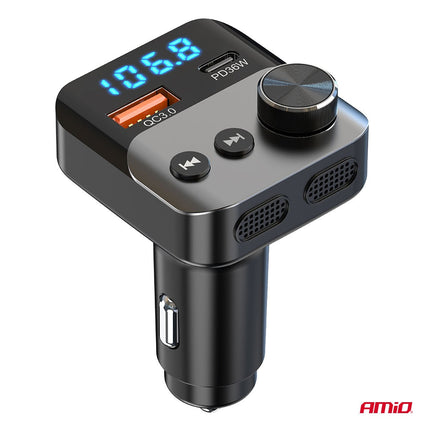 AMiO AMiO Bluetooth FM Transmitter Auto – USB‑C + USB‑A Snellader Handsfree Bellen Muziek AMiO 2