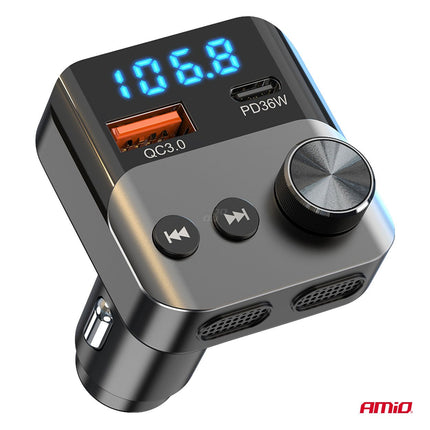 AMiO AMiO Bluetooth FM Transmitter Auto – USB‑C + USB‑A Snellader Handsfree Bellen Muziek AMiO 7