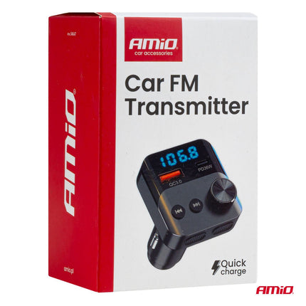 AMiO AMiO Bluetooth FM Transmitter Auto – USB‑C + USB‑A Snellader Handsfree Bellen Muziek AMiO 8