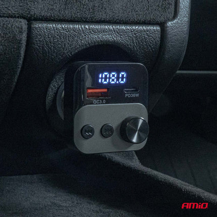 AMiO AMiO Bluetooth FM Transmitter Auto – USB‑C + USB‑A Snellader Handsfree Bellen Muziek AMiO 9