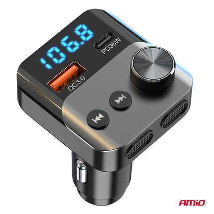 AMiO AMiO Bluetooth FM Transmitter Auto – USB‑C + USB‑A Snellader Handsfree Bellen Muziek AMiO 4