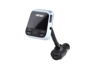 Amio Bluetooth Music FM Émetteur Handsfree Call avec USB-A Leder 2.4A (BT-01) Black