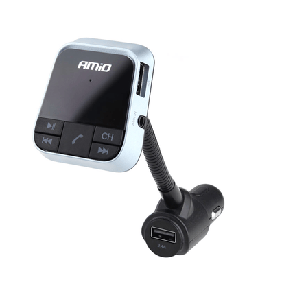 AMiO Bluetooth Muziek FM Transmitter Handsfree Bellen met USB - A Lader 2.4A (BT - 01) Zwart - VCTparts.nl