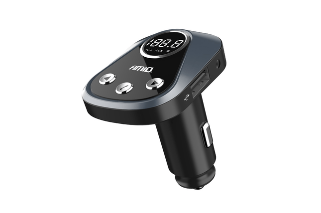 AMiO Bluetooth Muziek FM Transmitter Handsfree Bellen met USB - A Lader 2.4A (BT - 02) Zwart - VCTparts.nl