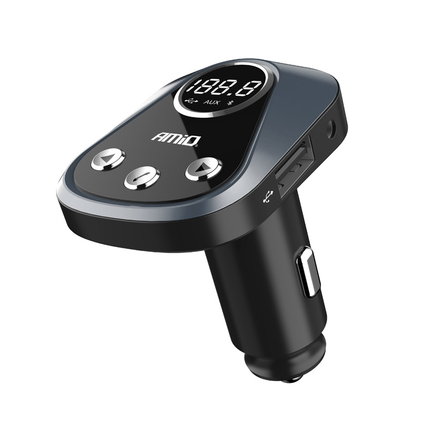 AMiO Bluetooth Muziek FM Transmitter Handsfree Bellen met USB - A Lader 2.4A (BT - 02) Zwart - VCTparts.nl